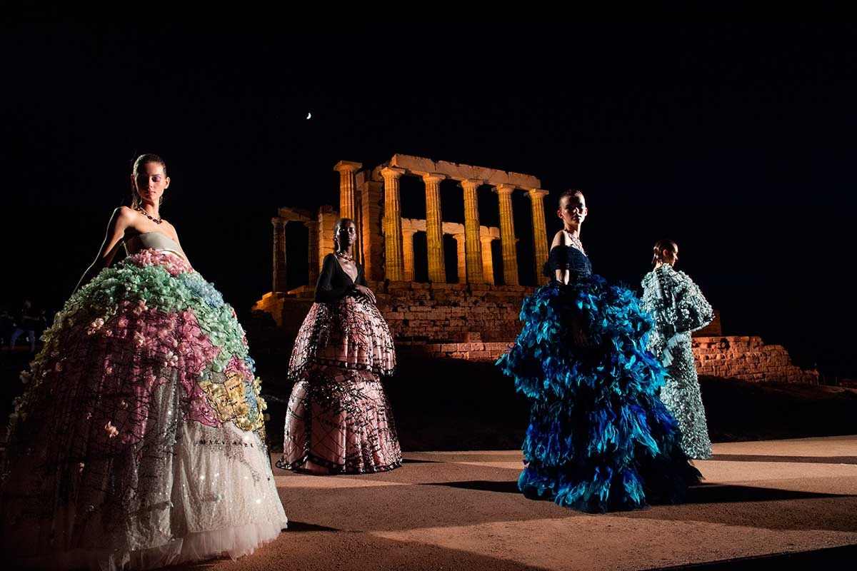 Mary Katrantzou SS20 show at Greece's Temple of Poseidon Mary Katrantzou SS20 show at Greece's Temple of Poseidon